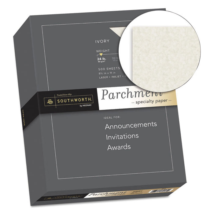 Parchment Specialty Paper, 24 lb Bond Weight, 8.5 x 11, Ivory, 500/Ream