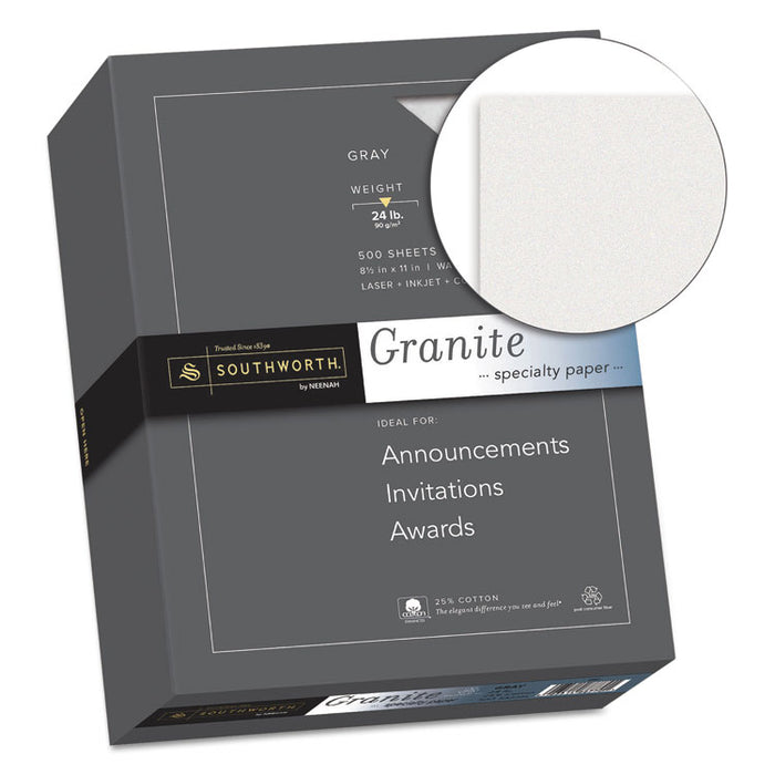 Granite Specialty Paper, 24 lb, 8.5 x 11, Gray, 500/Ream