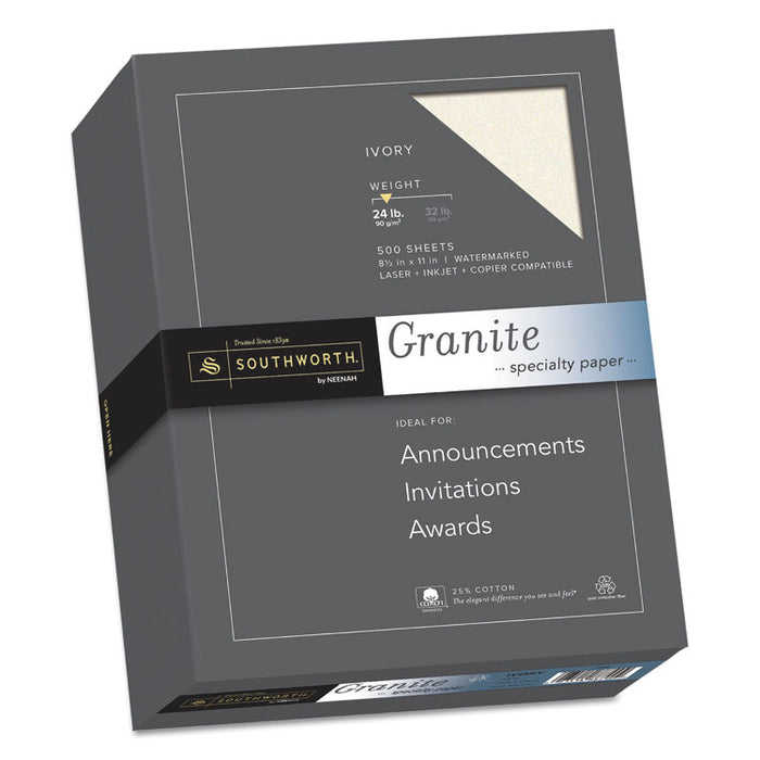 Granite Specialty Paper, 24 lb, 8.5 x 11, Ivory, 500/Ream