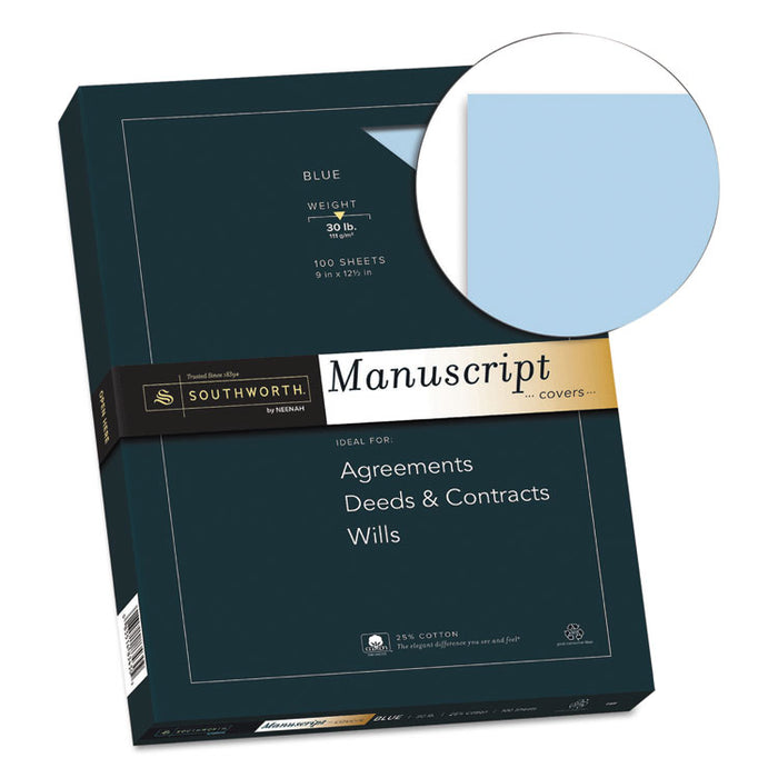 25% Cotton Manuscript Cover, 30 lb Bond Weight, 9 x 12.5, 100/Pack