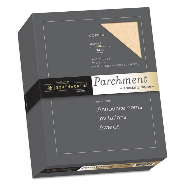 Parchment Specialty Paper, 24 lb, 8.5 x 11, Copper, 500/Box