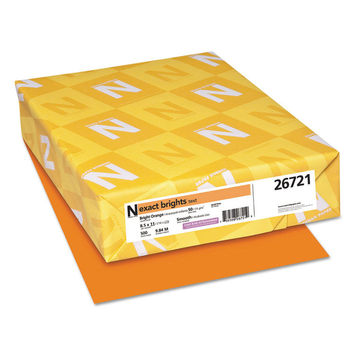 Exact Brights Paper, 20lb, 8.5 x 11, Bright Orange, 500/Ream