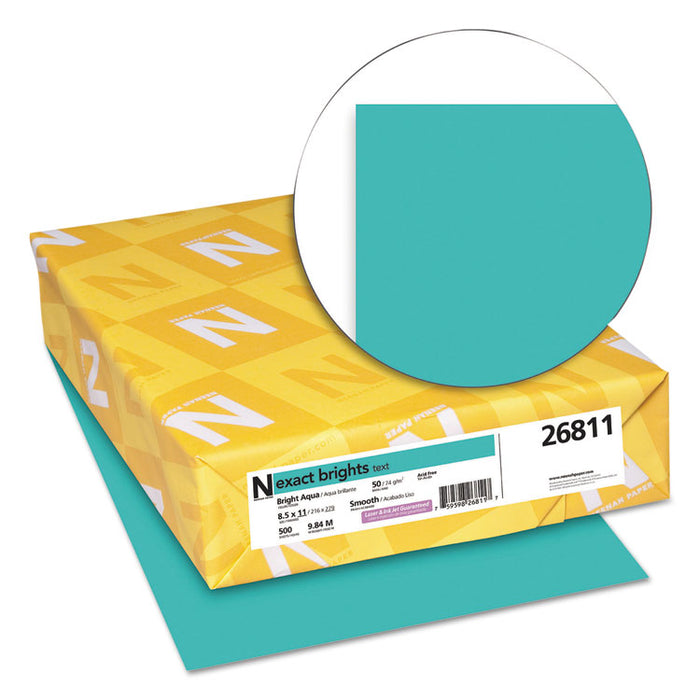 Exact Brights Paper, 20lb, 8.5 x 11, Bright Aqua, 500/Ream