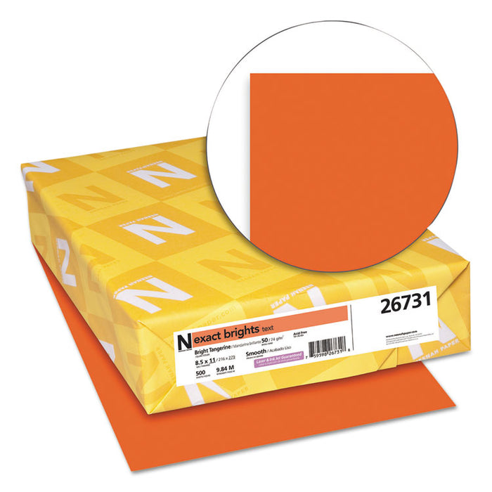 Exact Brights Paper, 20lb, 8.5 x 11, Bright Tangerine, 500/Ream