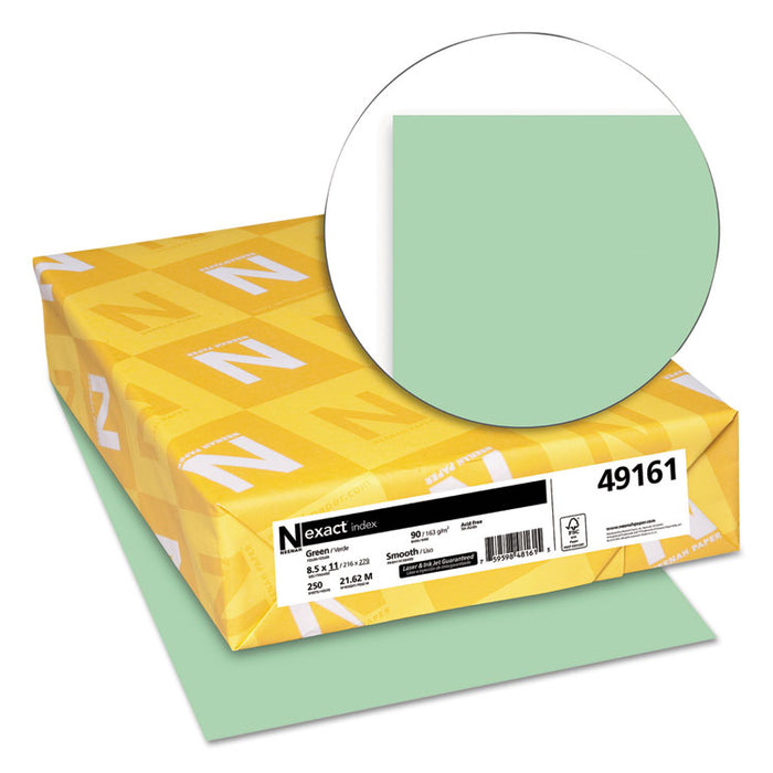 Exact Index Card Stock, 90 lb Index Weight, 8.5 x 11, Green, 250/Pack