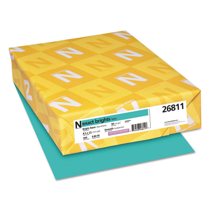 Exact Brights Paper, 20lb, 8.5 x 11, Bright Aqua, 500/Ream