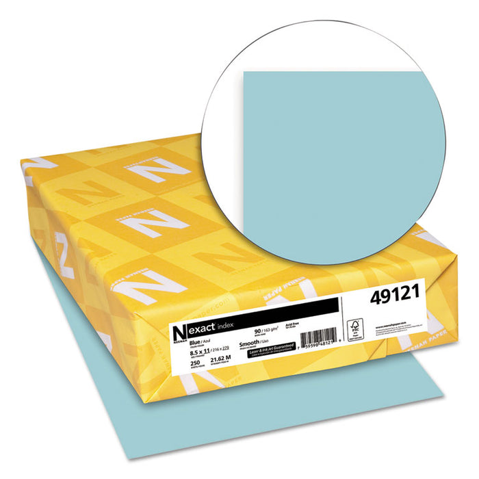 Exact Index Card Stock, 90 lb Index Weight, 8.5 x 11, Blue, 250/Pack
