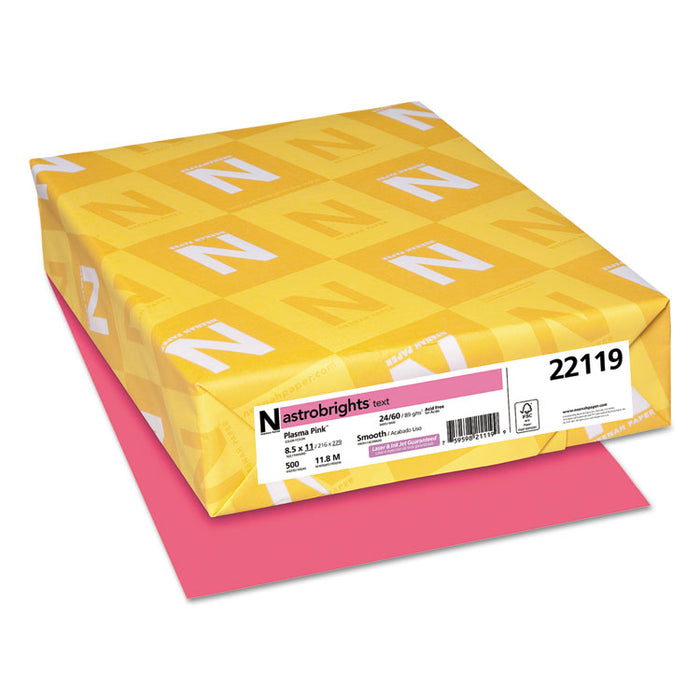 Color Paper, 24 lb Bond Weight, 8.5 x 11, Plasma Pink, 500/Ream