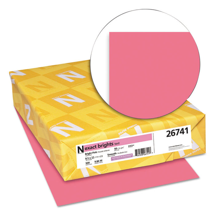 Exact Brights Paper, 20 lb Bond Weight, 8.5 x 11, Bright Pink, 500/Ream