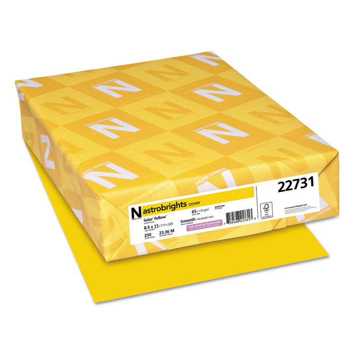 Color Cardstock, 65lb, 8.5 x 11, Solar Yellow, 250/Pack