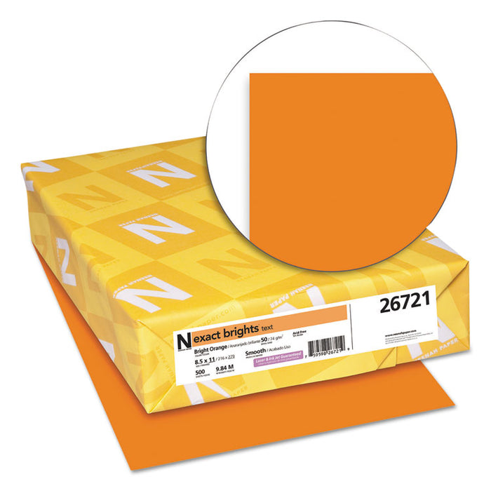 Exact Brights Paper, 20lb, 8.5 x 11, Bright Orange, 500/Ream
