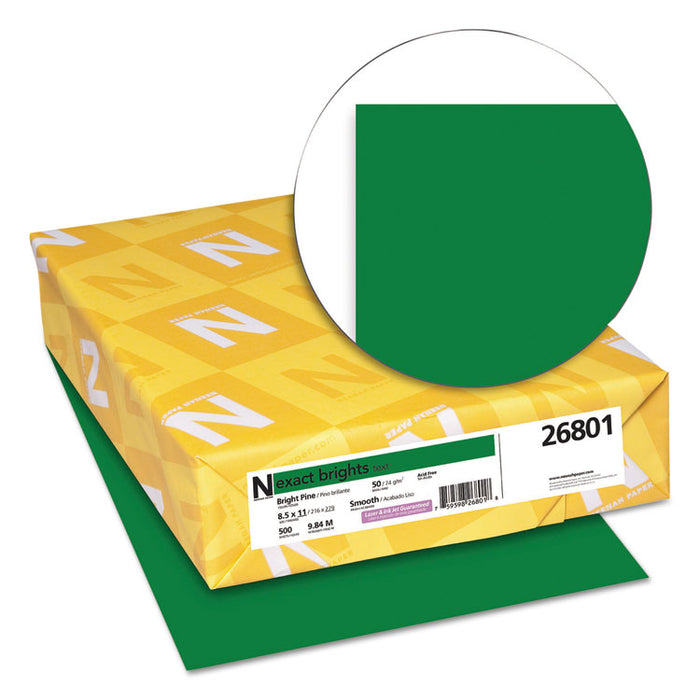 Exact Brights Paper, 20 lb Bond Weight, 8.5 x 11, Bright Pine, 500/Ream