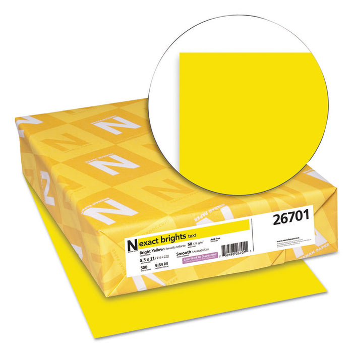 Exact Brights Paper, 20lb, 8.5 x 11, Bright Yellow, 500/Ream