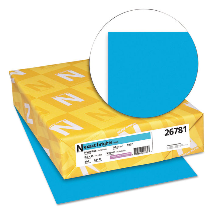 Exact Brights Paper, 20lb, 8.5 x 11, Bright Blue, 500/Ream