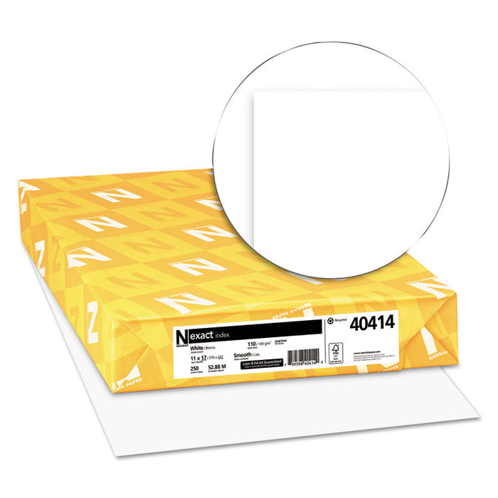 Exact Index Card Stock, 92 Bright, 110lb, 11 x 17, White, 250/Pack