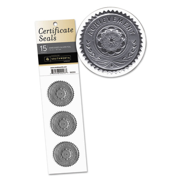 Certificate Seals, 1.75" dia., Silver, 3/Sheet, 5 Sheets/Pack