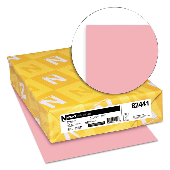 Exact Vellum Bristol Cover Stock, 67 lb Bristol Weight, 8.5 x 11, Pink, 250/Pack