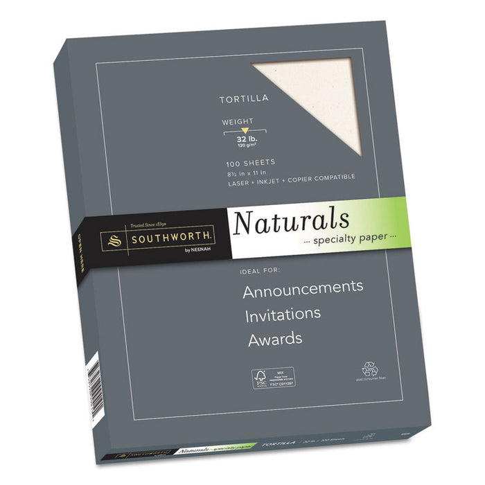 Naturals Paper, 32 lb Bond Weight, 8.5 x 11, Tortilla, 100/Pack