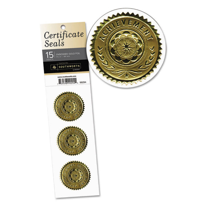 Certificate Seals, 1.75" dia., Gold, 3/Sheet, 5 Sheets/Pack