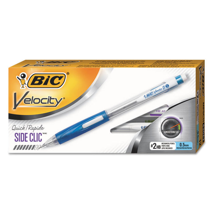 Velocity Side Clic Pencil, 0.5 mm, HB (#2), Black Lead, Assorted Barrel Colors, Dozen