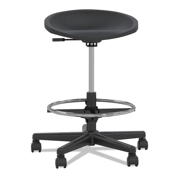 Tech Stool, 31.25" Seat Height, Supports up to 250 lbs., Black Seat/Black Back, Black Base