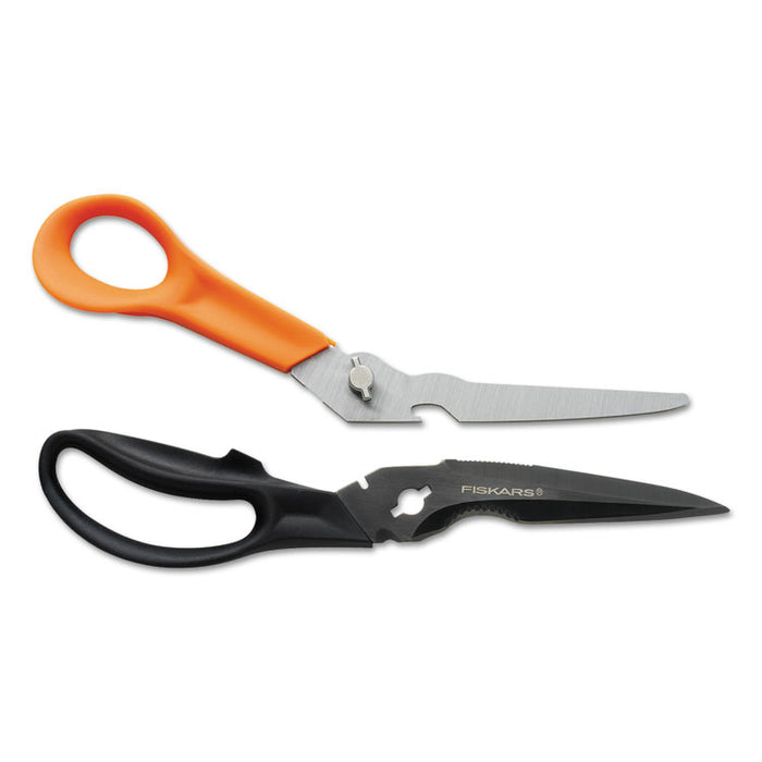 Cuts+More Scissors, 9" Long, 3.5" Cut Length, Black/Orange Offset Handle