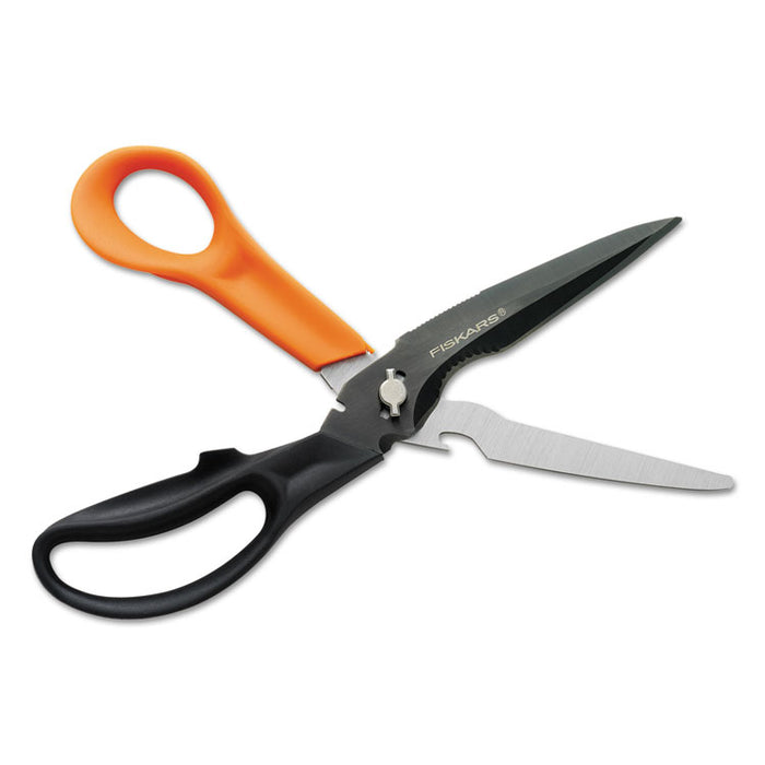 Cuts+More Scissors, 9" Long, 3.5" Cut Length, Black/Orange Offset Handle