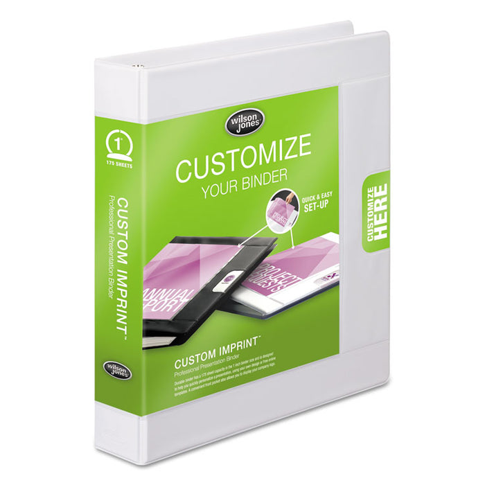 Custom Imprint Presentation Binder, 3 Rings, 1" Capacity, 11 x 8.5, White