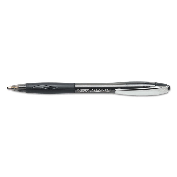 Atlantis Bold Retractable Ballpoint Pen, Bold 1.6mm, Black Ink/Barrel, 3/Pack