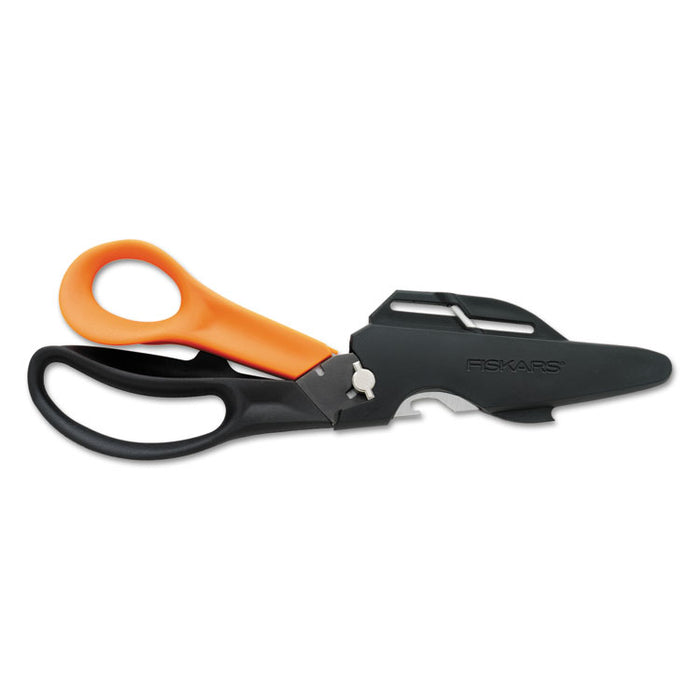 Cuts+More Scissors, 9" Long, 3.5" Cut Length, Black/Orange Offset Handle