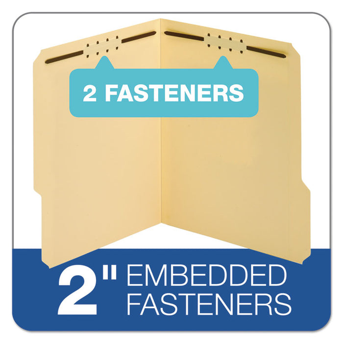 Top Tab 2-Fastener Folder, 1/3-Cut Tabs, Letter Size, Manila, 50/Box