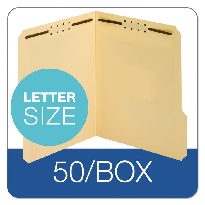 Top Tab 2-Fastener Folder, 1/3-Cut Tabs, Letter Size, Manila, 50/Box
