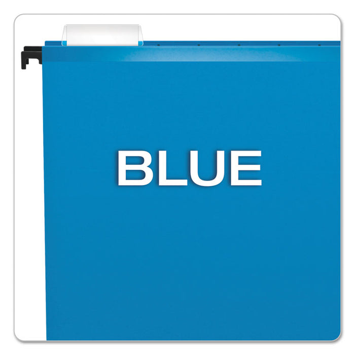 SureHook Hanging Folders, Letter Size, 1/5-Cut Tab, Blue, 20/Box