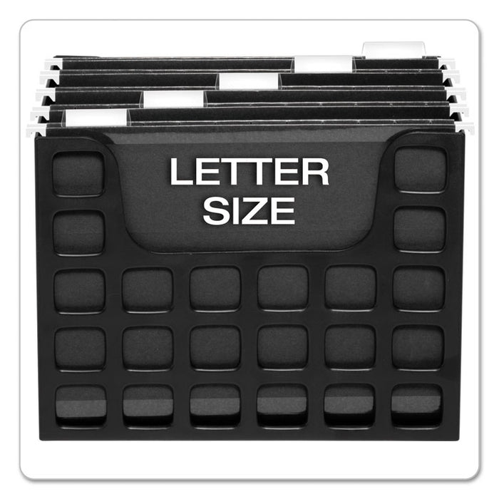 Desktop File With Hanging Folders, Letter Size, 6" Long, Black