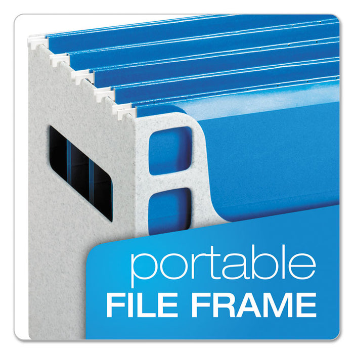 Desktop File With Hanging Folders, Letter Size, 6" Long, Granite