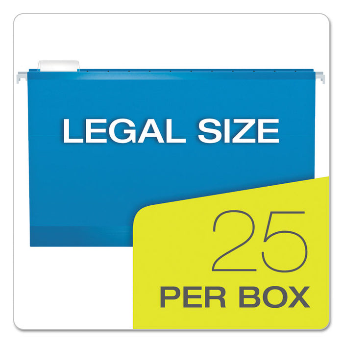 Extra Capacity Reinforced Hanging File Folders with Box Bottom, 2" Capacity, Legal Size, 1/5-Cut Tabs, Assorted Colors,25/BX