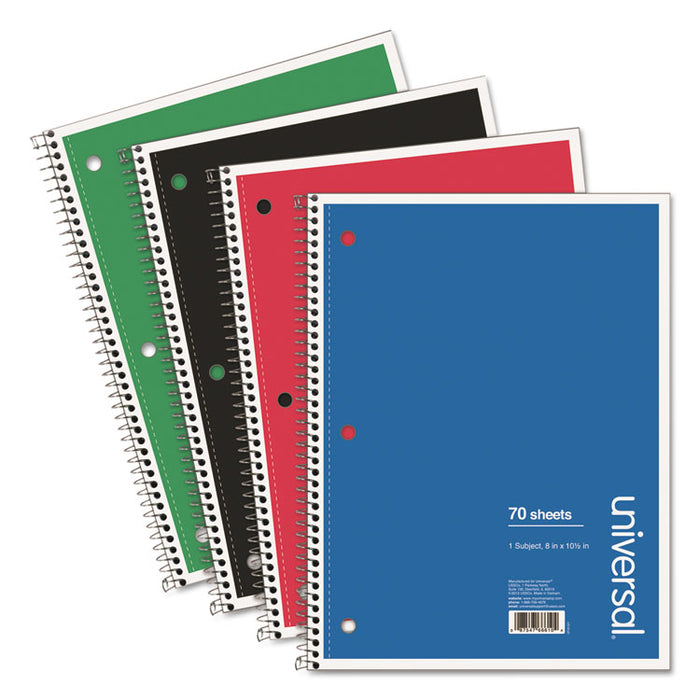 Wirebound Notebook, 1 Subject, Medium/College Rule, Assorted Covers, 10.5 x 8, 70 Sheets, 4/Pack