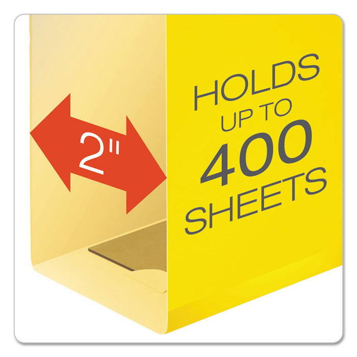 Extra Capacity Reinforced Hanging File Folders with Box Bottom, 2" Capacity, Legal Size, 1/5-Cut Tabs, Yellow, 25/Box