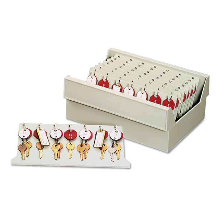 In-Drawer Key Control, 56-Key, Molded Plastic, Putty, 12 x 9 7/8 x 4 3/4