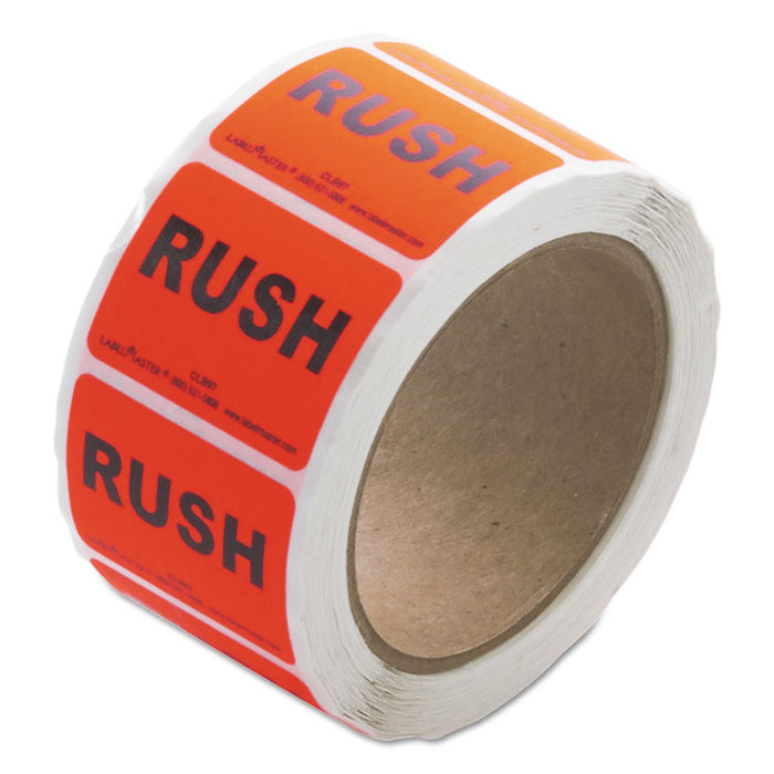 Shipping and Handling Self-Adhesive Labels, RUSH, 2.5 x 4.5, Black/Red, 500/Roll