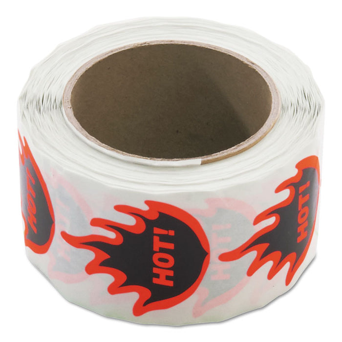 Warehouse Self-Adhesive Labels, HOT, 4.88 x 2.88, Black/Red, 500/Roll