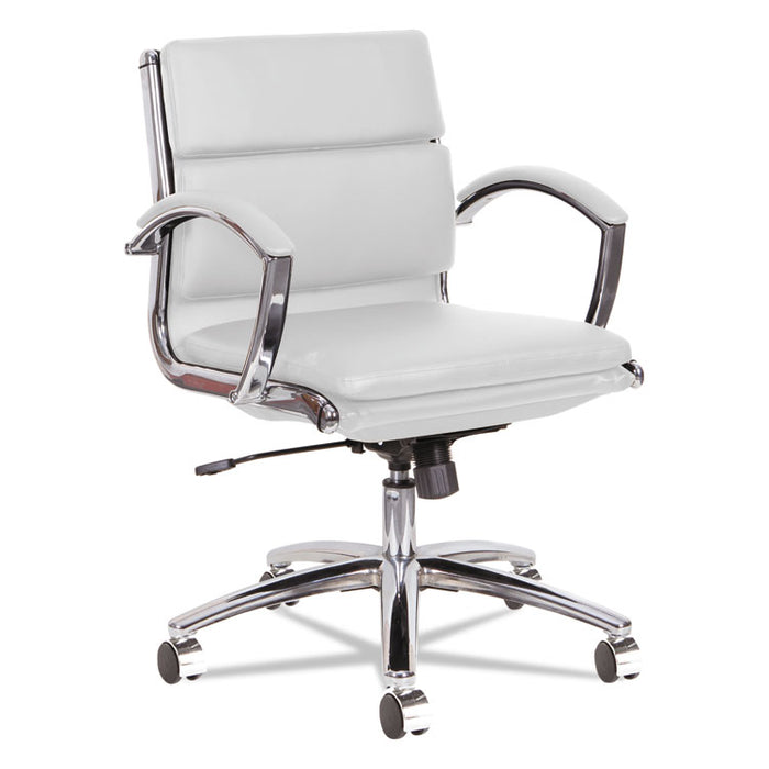Alera Neratoli Low-Back Slim Profile Chair, Supports up to 275 lbs., White Seat/White Back, Chrome Base
