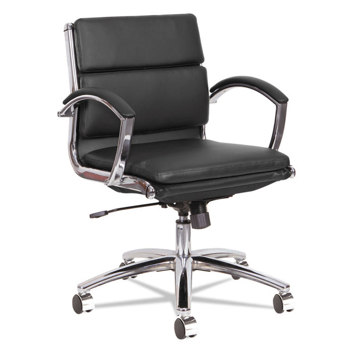 Alera Neratoli Low-Back Slim Profile Chair, Supports up to 275 lbs., Black Seat/Black Back, Chrome Base