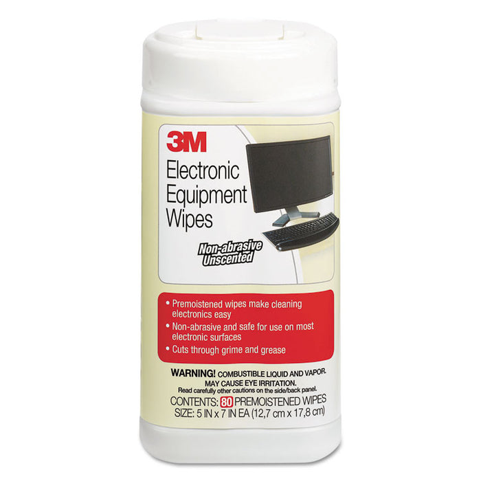 Electronic Equipment Cleaning Wipes, 5 1/2 x 6 3/4, White, 80/Canister