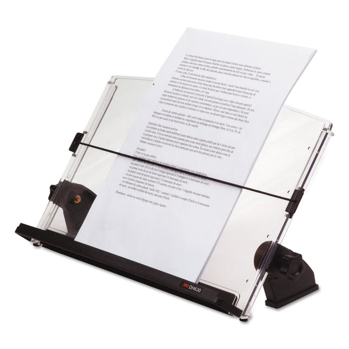 In-Line Adjustable Desktop Copyholder,150 Sheet Capacity, Plastic, Black/Clear