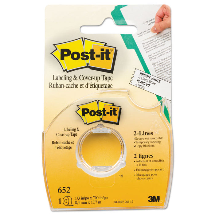 Labeling and Cover-Up Tape, Non-Refillable, Clear Applicator, 0.33" x 700"