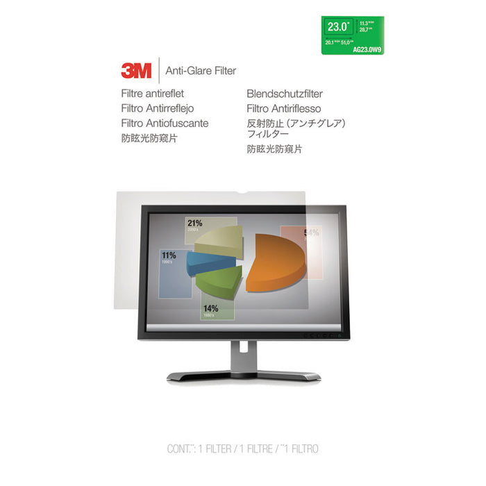 Antiglare Frameless Filter for 23" Widescreen Monitor, 16:9 Aspect Ratio