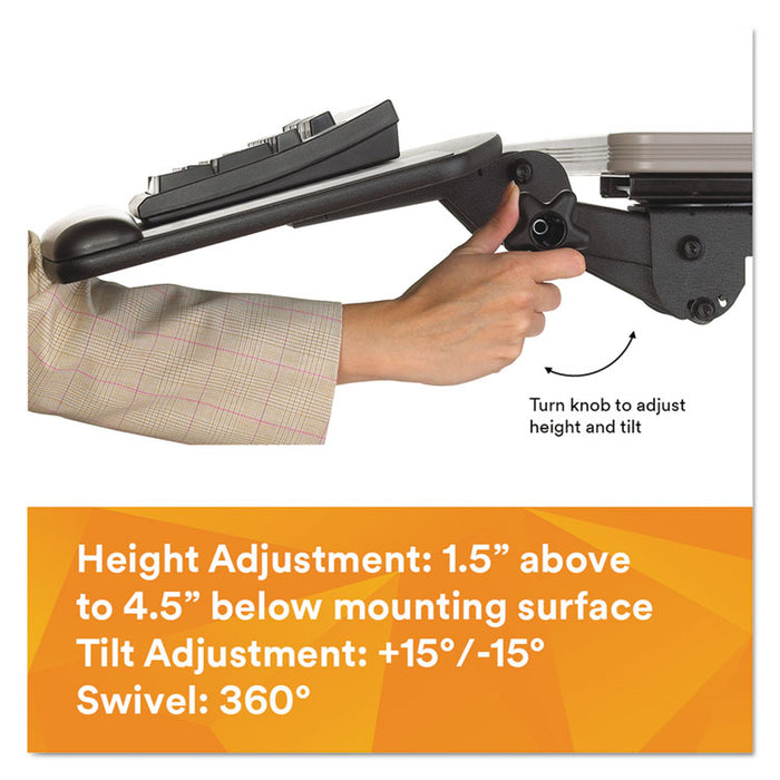 Tool-Free Install Knob Adjust Keyboard Tray With Standard Platform, Black