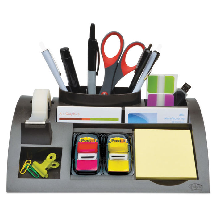 Notes Dispenser with Weighted Base, Plastic, 10 1/4" x 6 3/4" x 2 3/4", Black