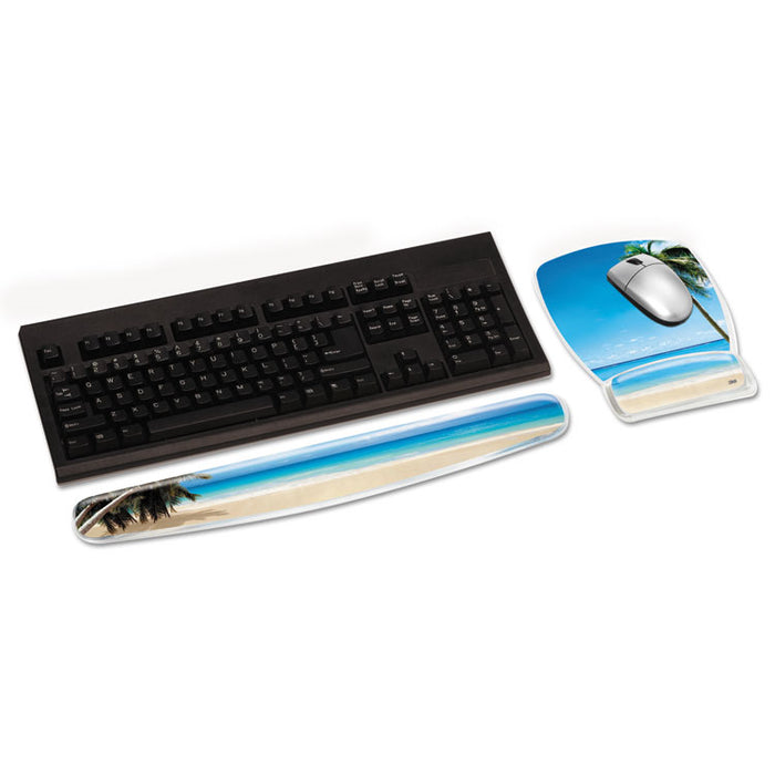 Fun Design Clear Gel Keyboard Wrist Rest, Beach Design